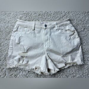 SO Juniors Size 17 Curvy Midi High Rise Distressed Shorts